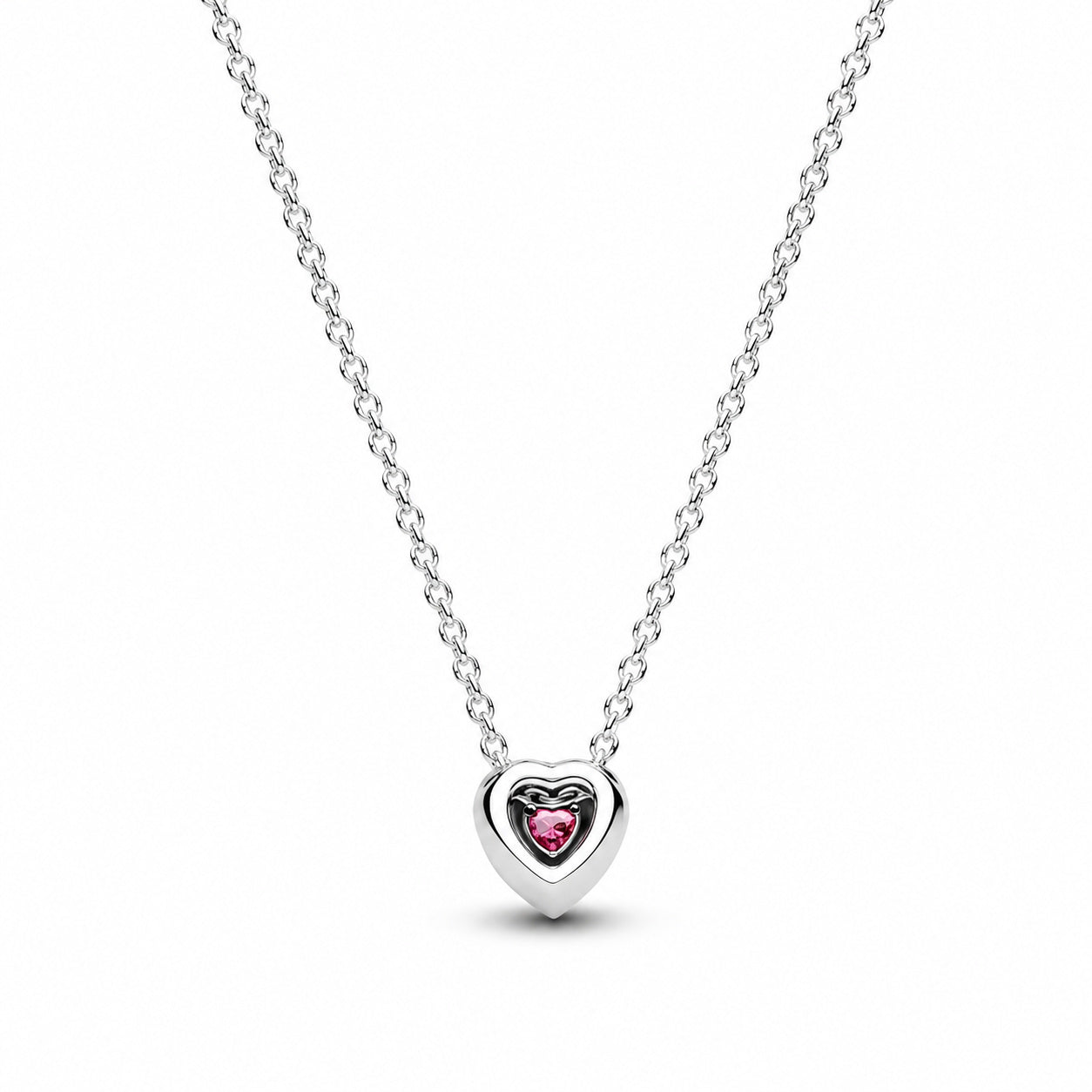 Pink Elevated Heart Necklace Pendant S925 Sterling Silver