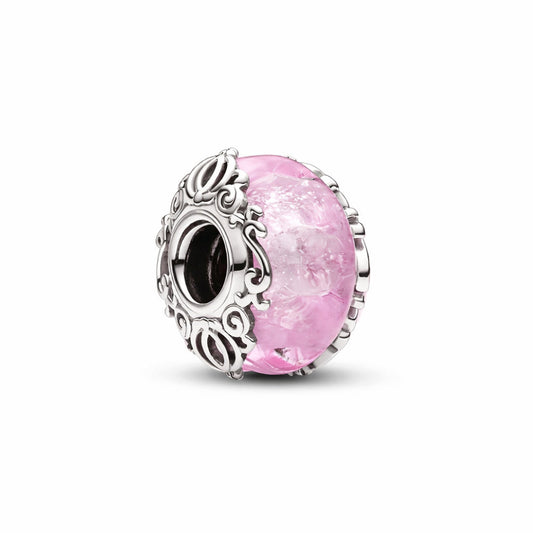 Pink Mini Murano Glass Bead Charm S925 Sterling Silver