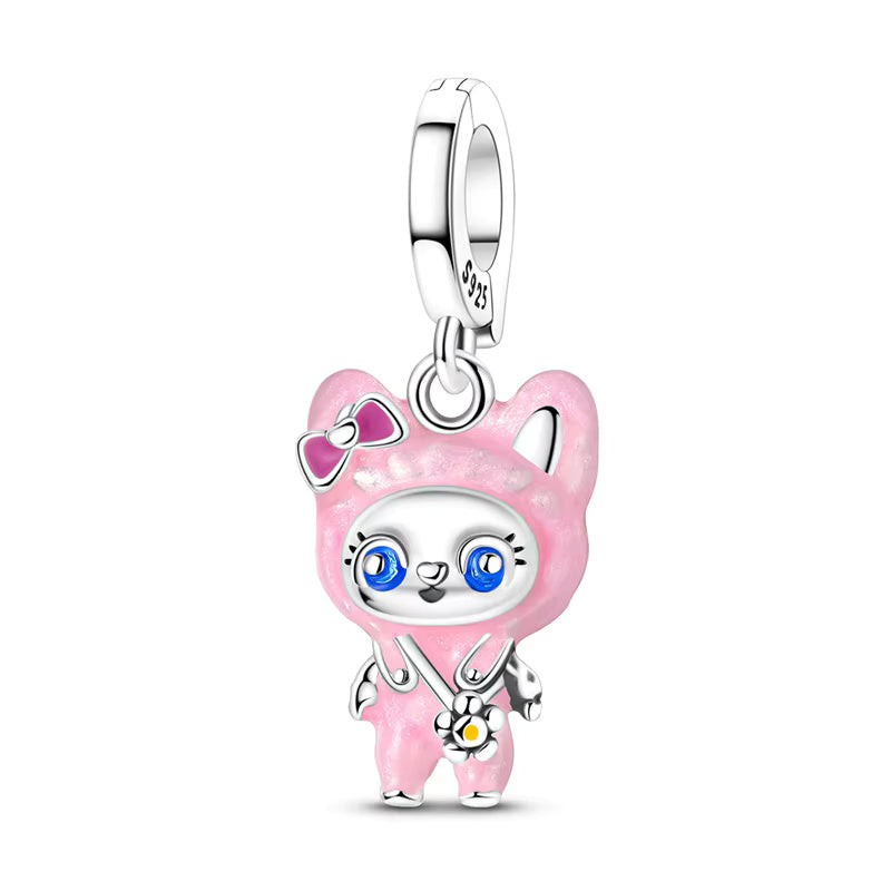 Pink Labubu Pendant Charm S925 Sterling Silver