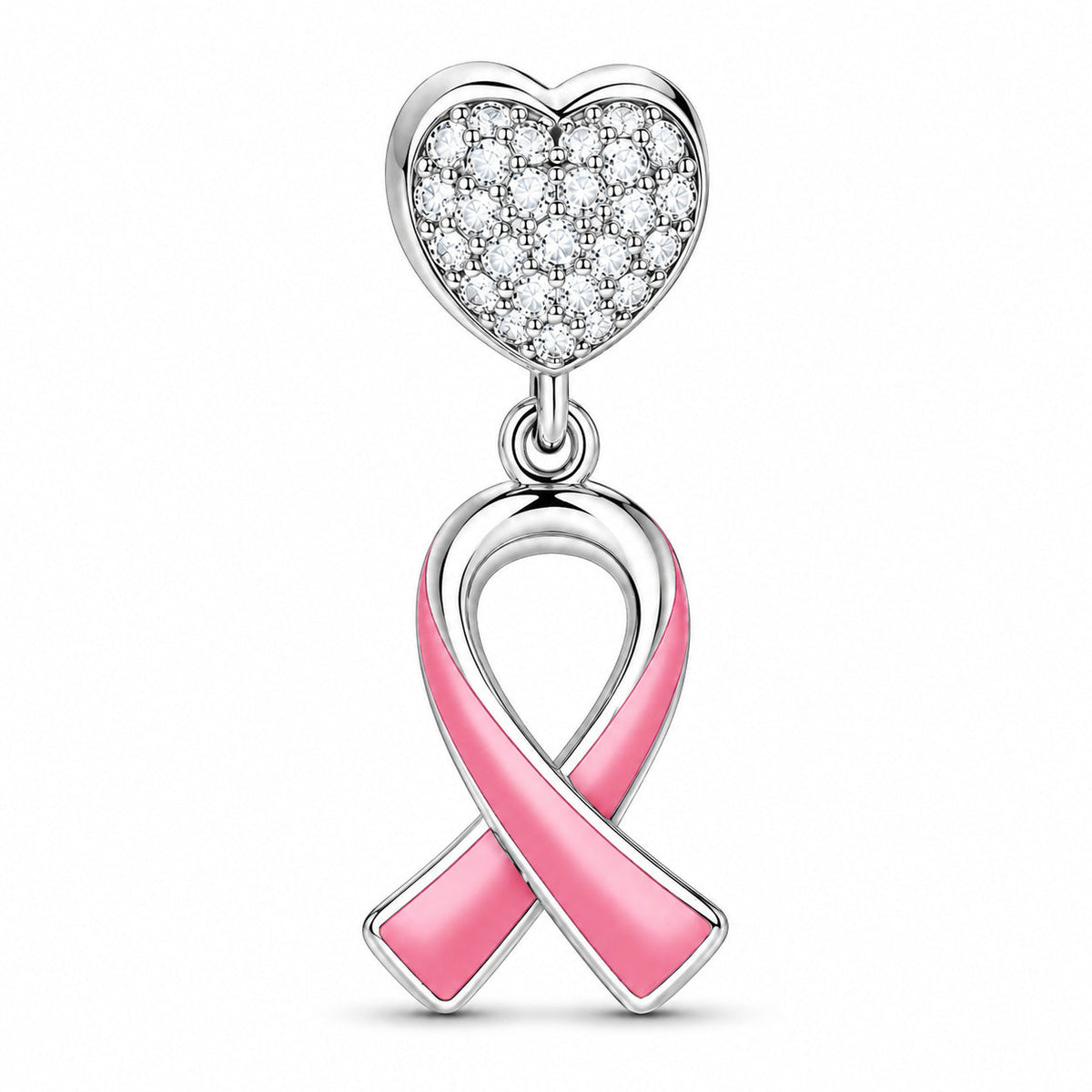Pink Ribbon Awareness Charm  S925 Sterling Silver