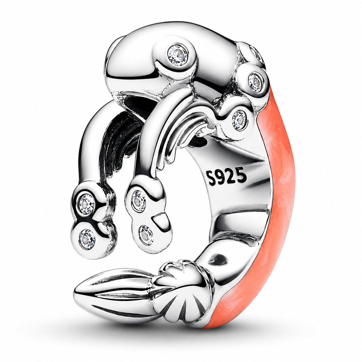Pink Shrimp Charm  S925 Sterling Silver