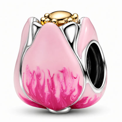 Pink Tulip Charm S925 Sterling Silver
