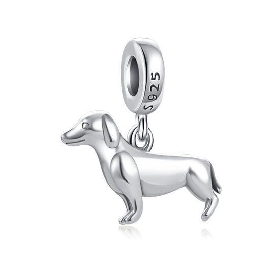 Polished Dachshund Dog Charm S925 Sterling Silver