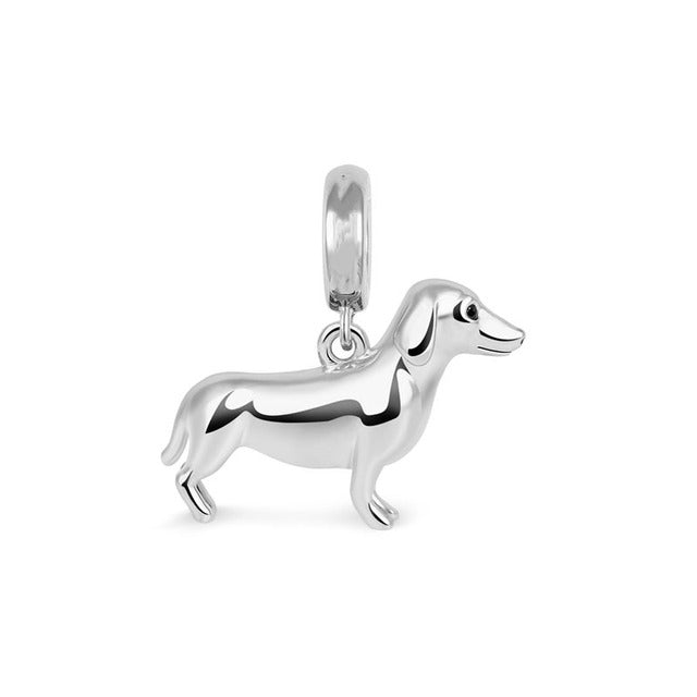 Polished Dachshund Dog Charm S925 Sterling Silver