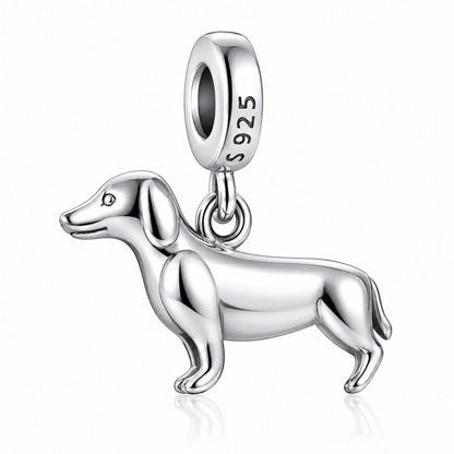 Polished Dachshund Dog Charm  S925 Sterling Silver