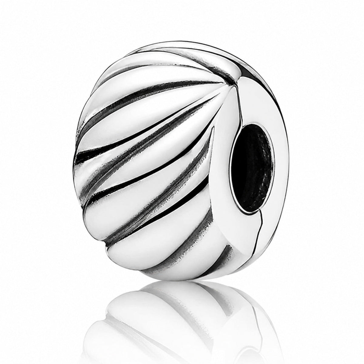 Polished Feathered Clip Charm  S925 Sterling Silver