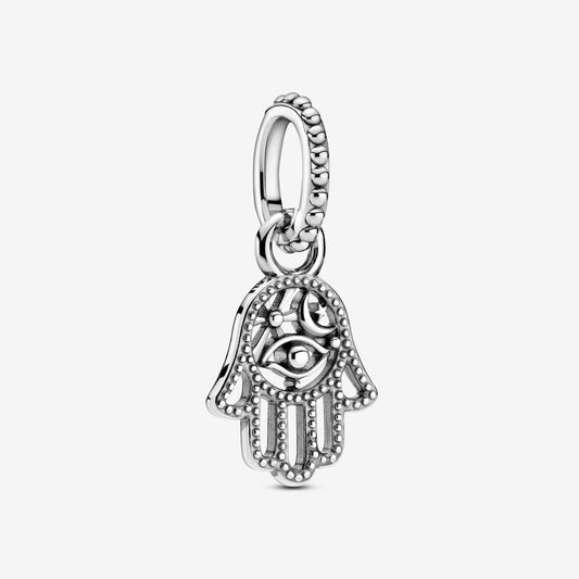 Protective Hamsa Hand Dangle Charm S925 Sterling Silver