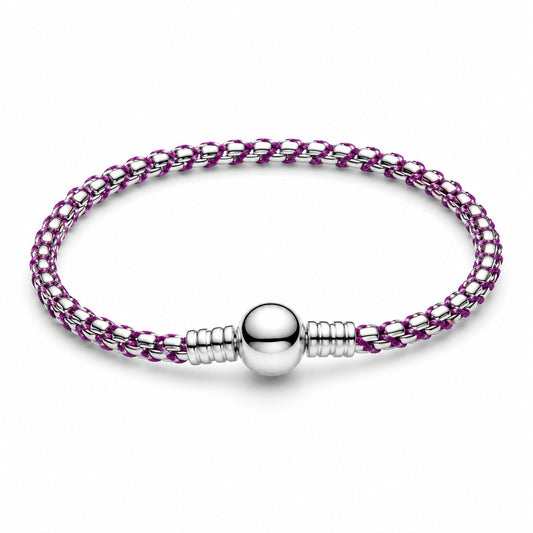 Purple Cord Box Chain Charm Bracelet