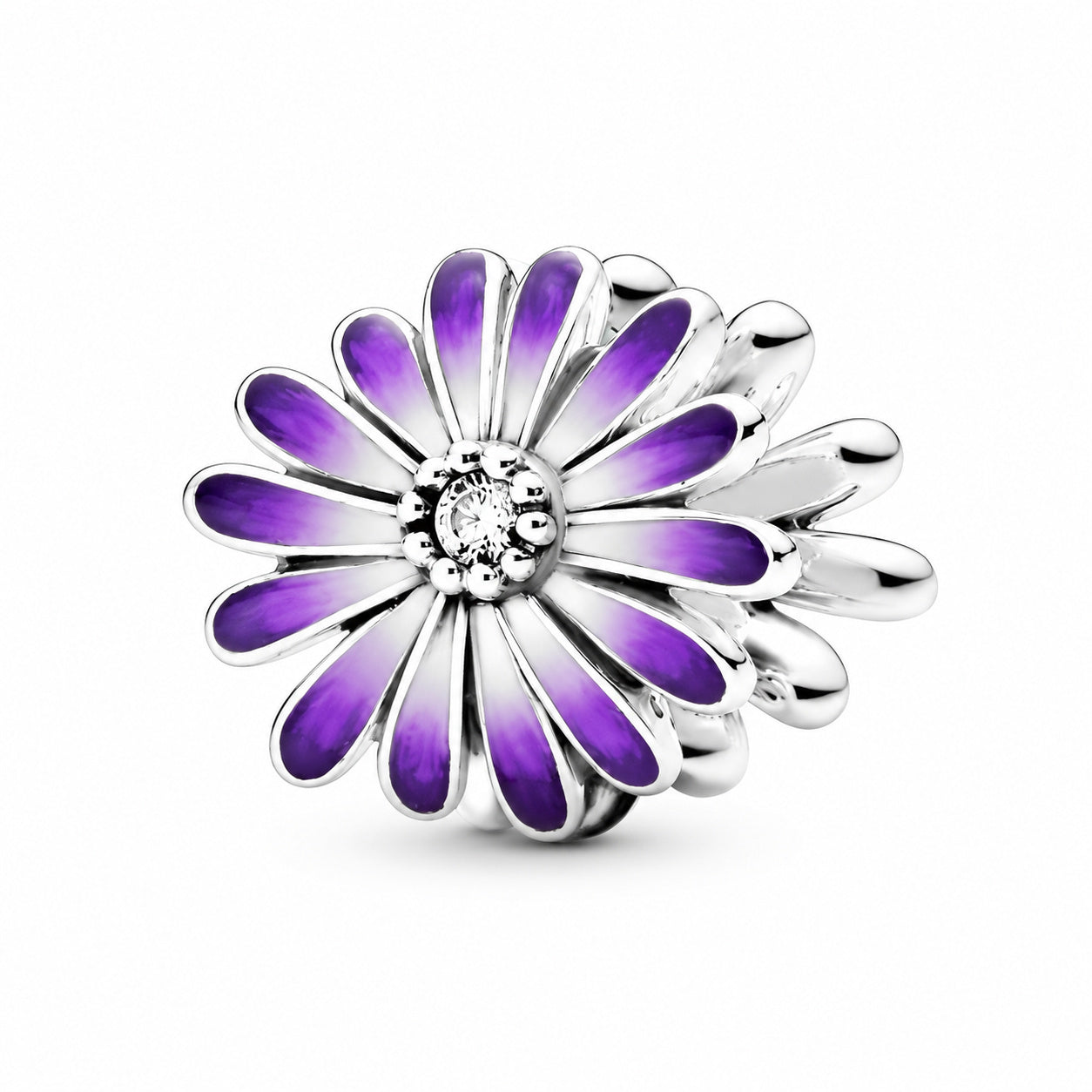Purple Daisy Flower Charm S925 Sterling Silver