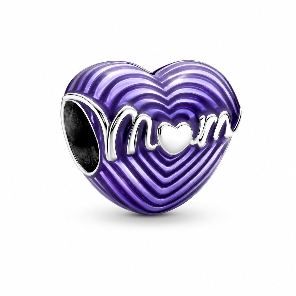 Radiating Love Mom Heart Charm  S925 Sterling Silver