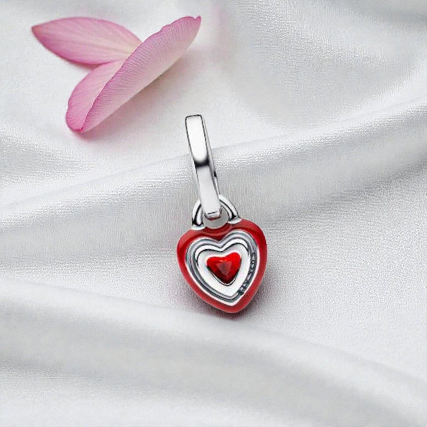 Red Chakra Heart Mini Dangle Charm S925 Sterling Silver
