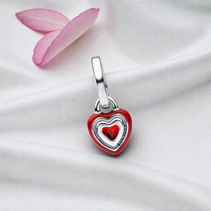 Red Chakra Heart Mini Dangle Charm S925 Sterling Silver