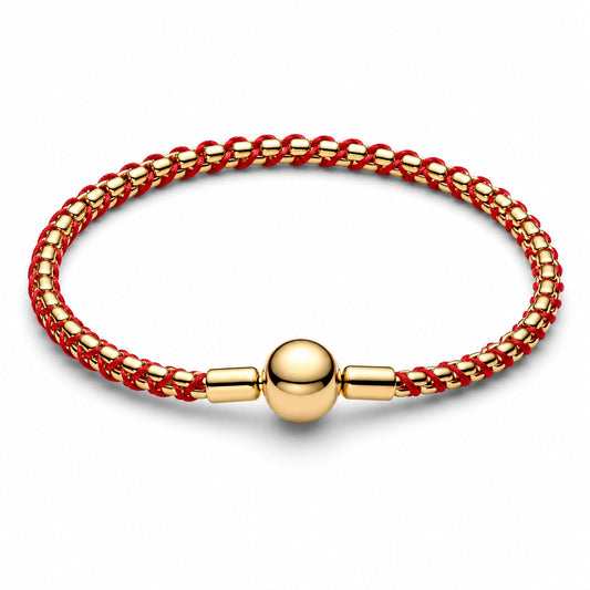 Red Cord Box Chain Charm Bracelet