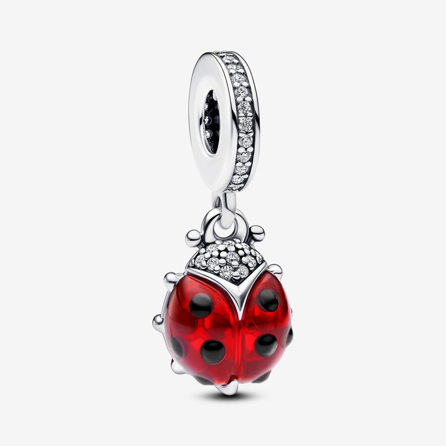 Red Ladybird Dangle Charm S925 Sterling Silver