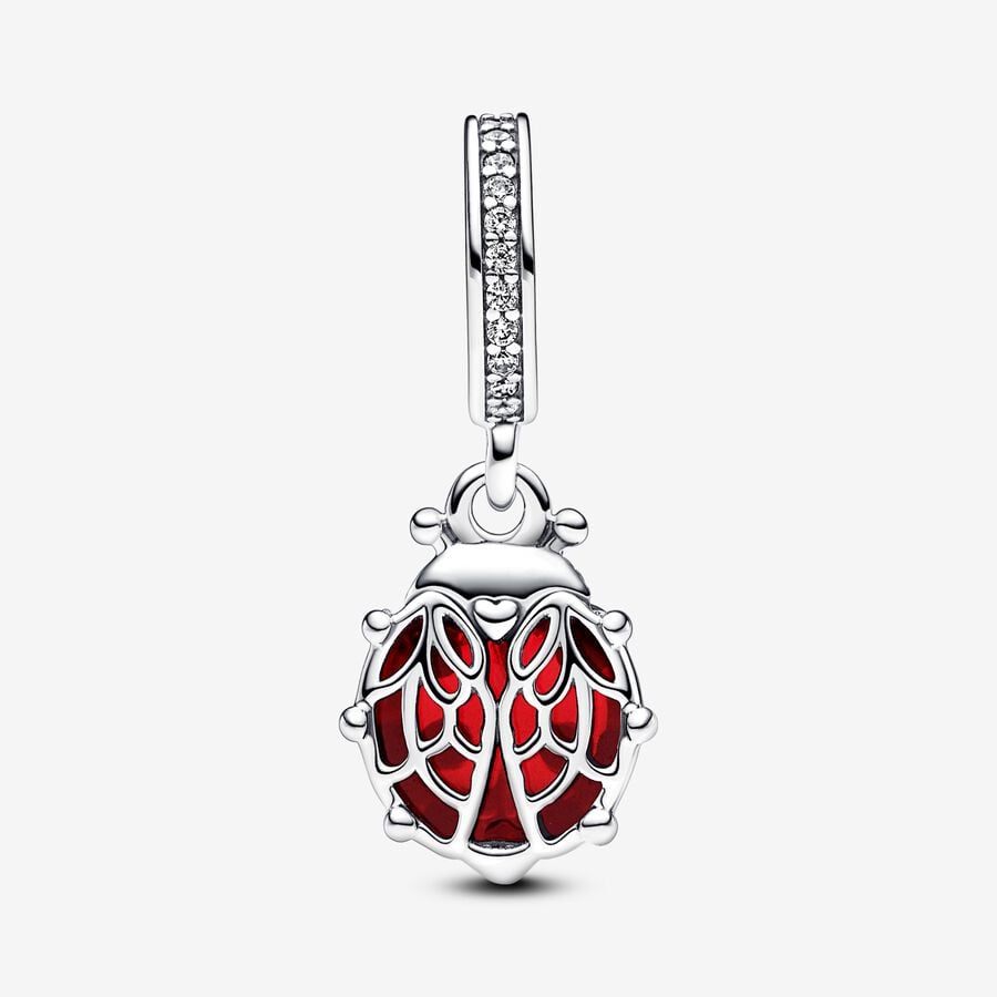 Red Ladybird Dangle Charm S925 Sterling Silver
