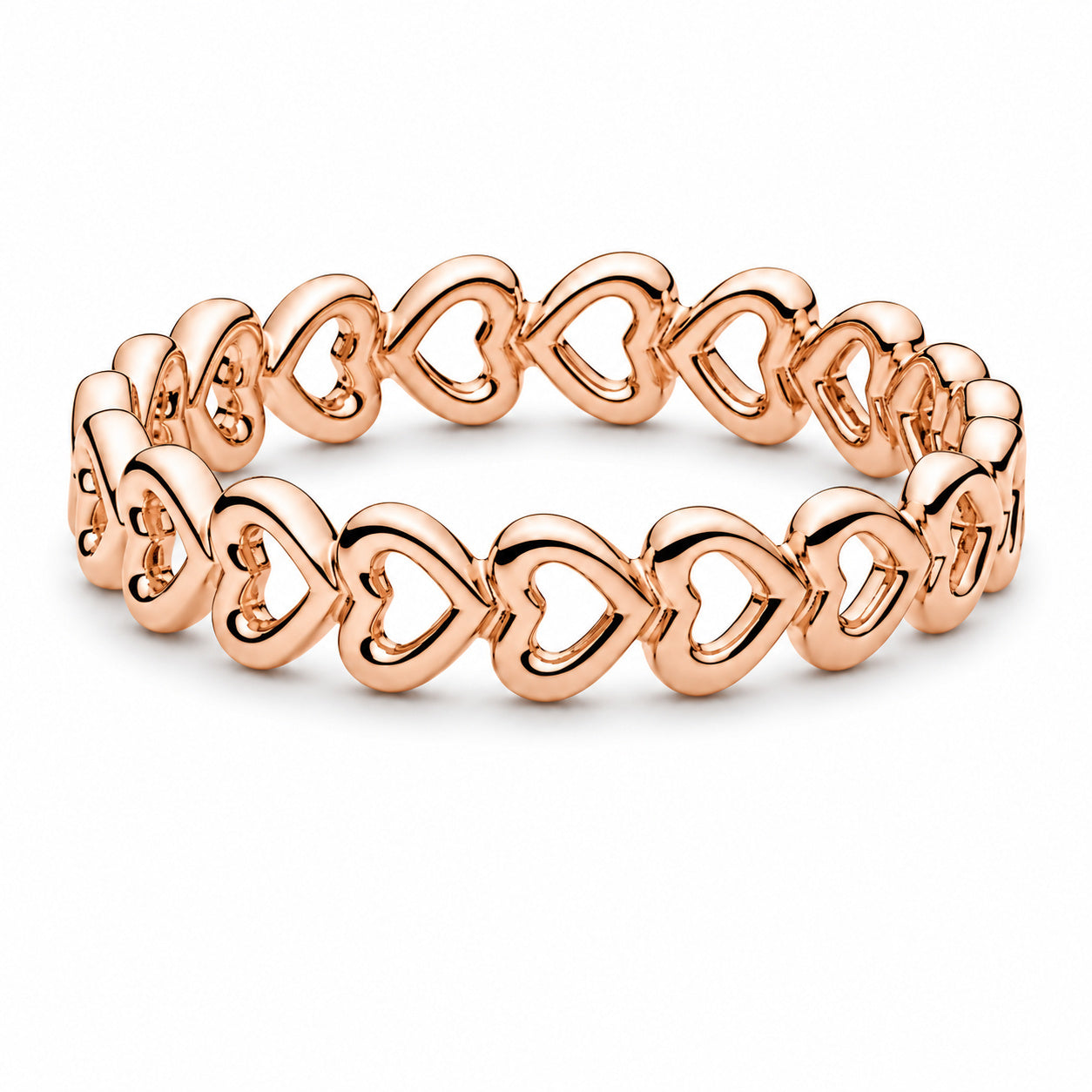 Rose Gold Band of Hearts Ring S925 Sterling Silver