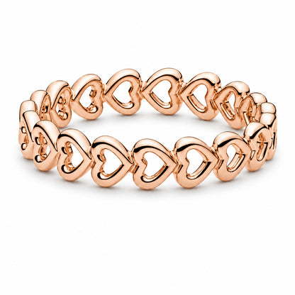 Rose Gold Band of Hearts Ring S925 Sterling Silver