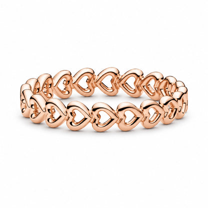 Rose Gold Band of Hearts Sterling Silver Ring