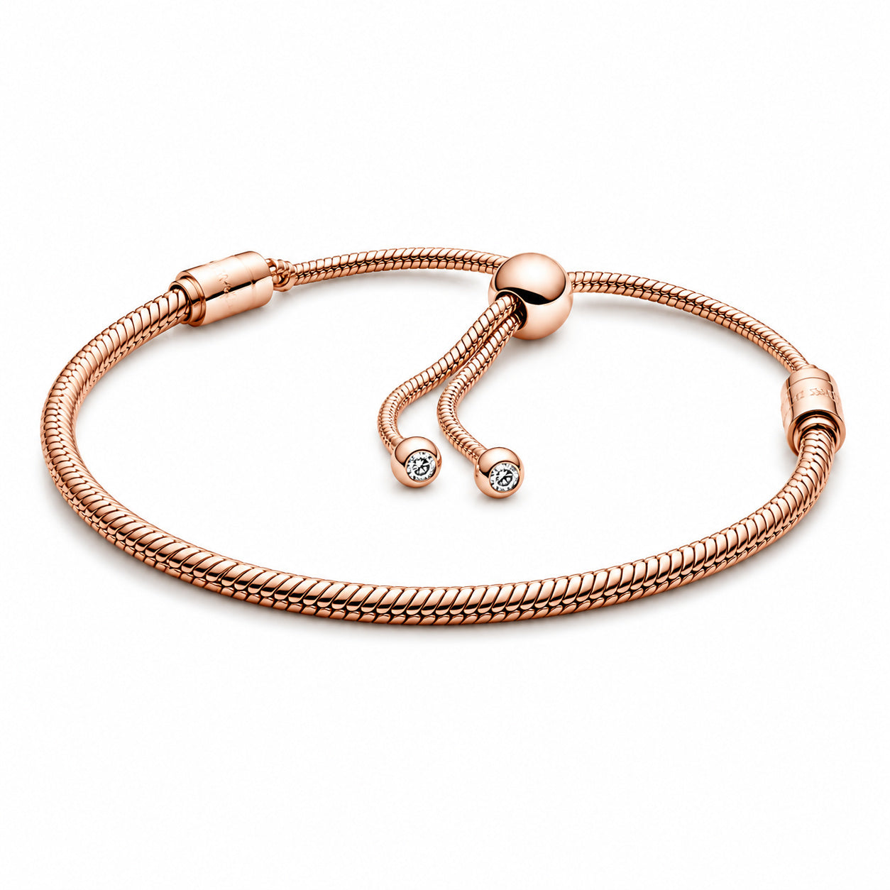 Rose Gold Moments Snake Chain Slider Bracelet S925 Sterling Silver