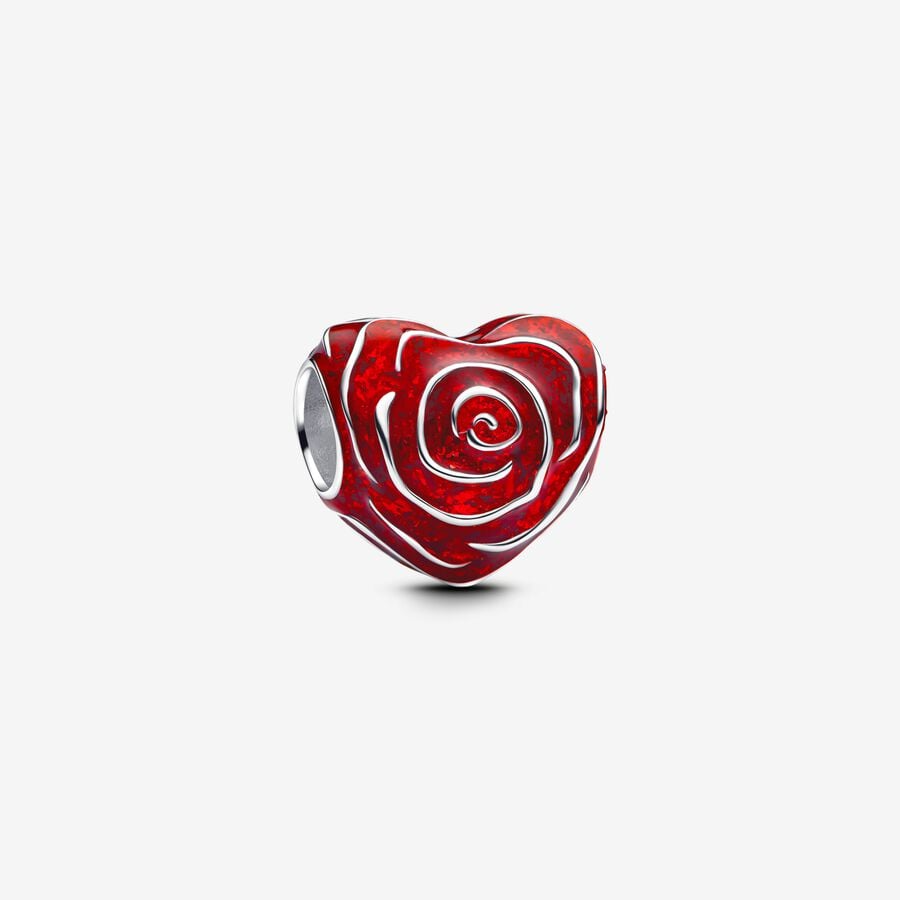 Rose Heart Charm S925 Sterling Silver