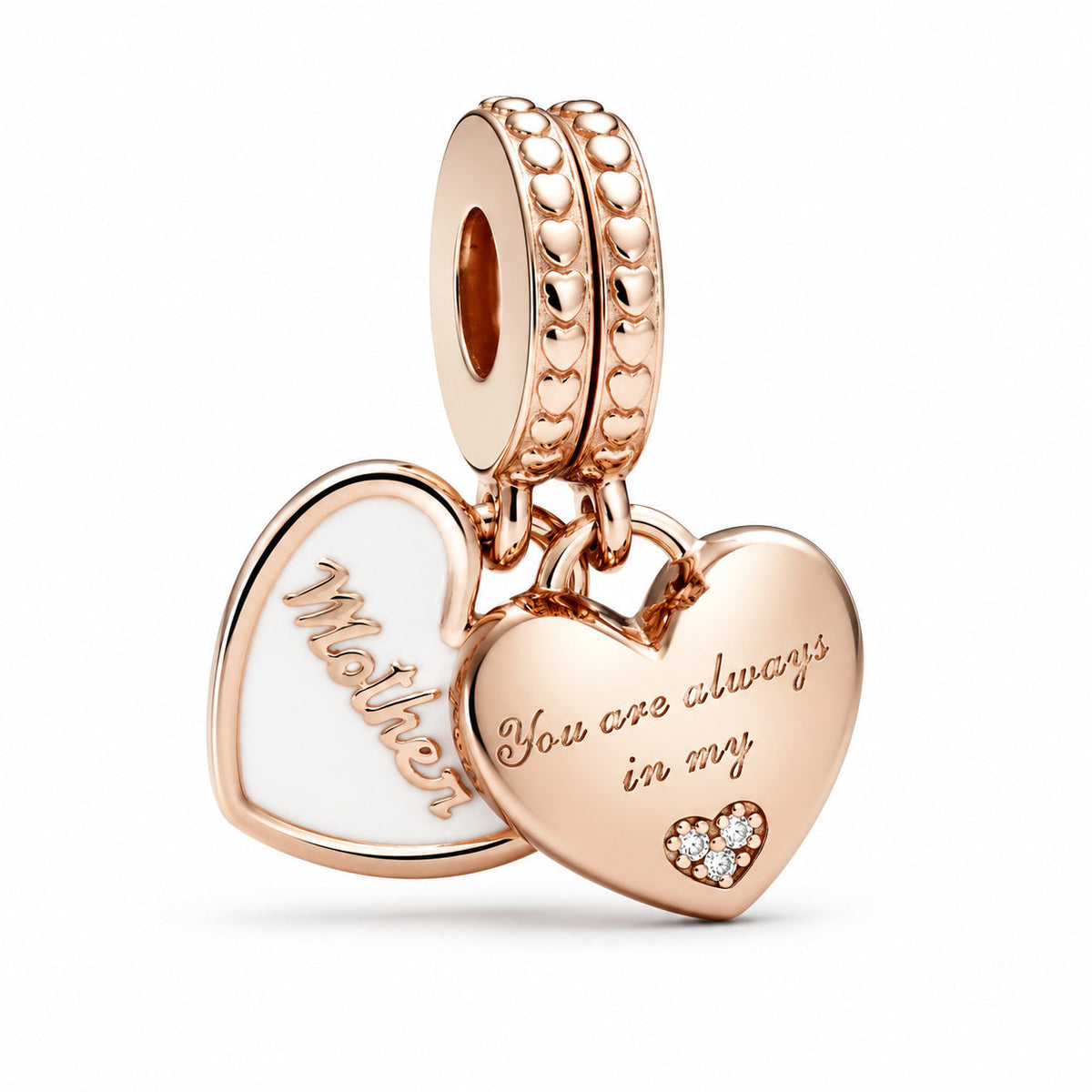 Rose Gold Mother Daughter Duo Dangle Charms  S925 Sterling Silver