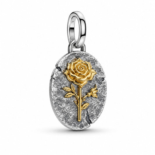 Rose Medallion Charm  S925 Sterling Silver