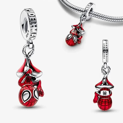 Marvel Hanging Spider Man Dangle Charm S925 Sterling Silver