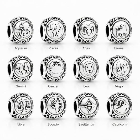 Round Zodiac Sterling Silver Charm Collection