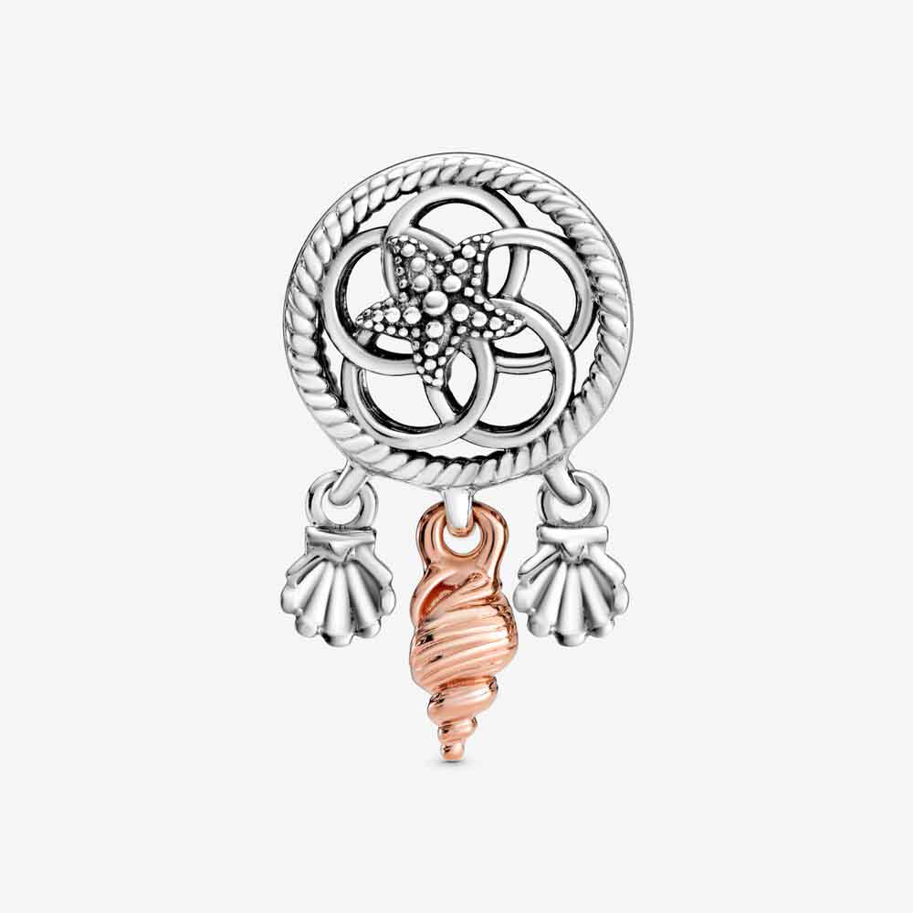 Ocean Sea Life Seashell Dreamcatcher Charm Hallmarked S925 Sterling Silver