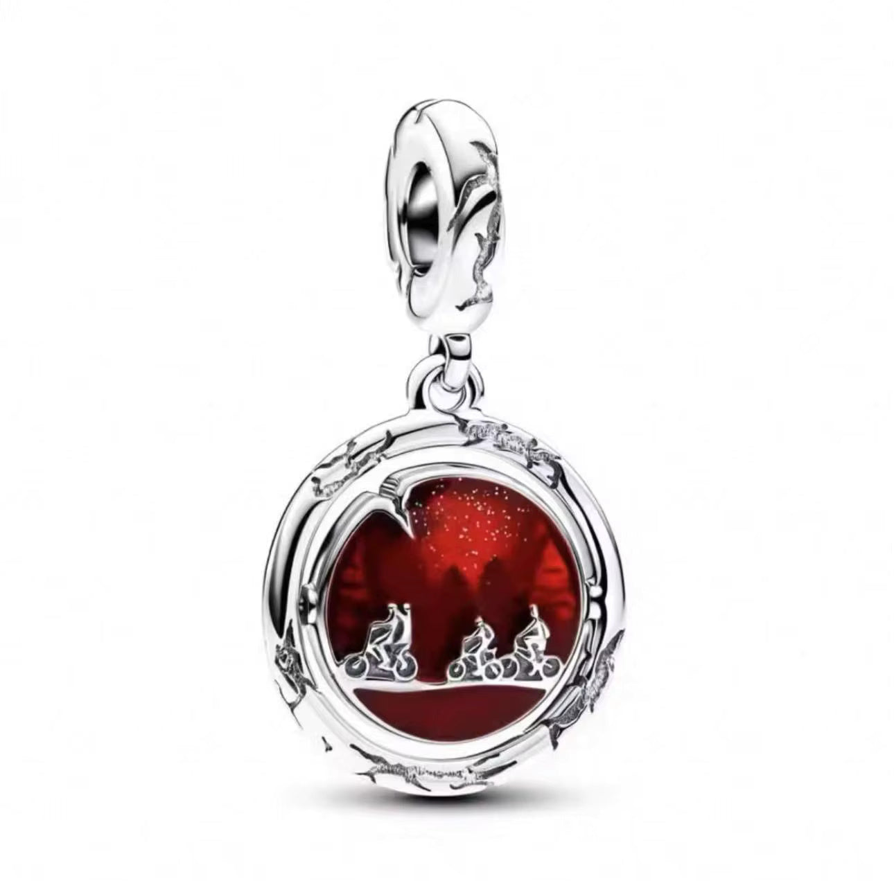 Stranger Things Glow-in-the-dark Upside Down Dangle Charm S925 Sterling Silver