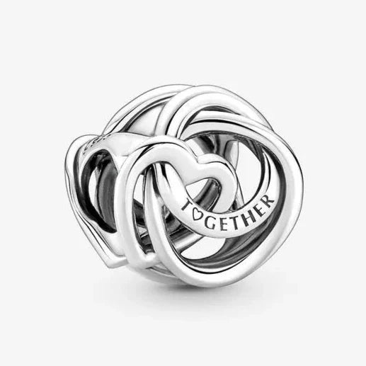 Family Always Encircled Heart Charm Hallmarked S925 Hallmarked Compatible Sterling Silver Charm