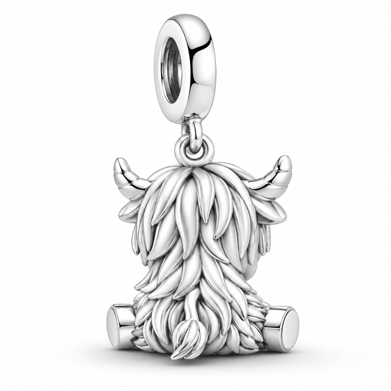 Scottish Highland Cow Dangle Charm S925 Sterling Silver