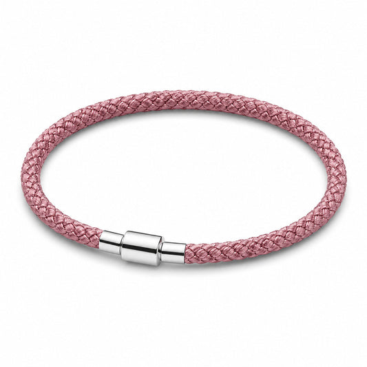 Shimmering Pink Cord Bracelet S925 Sterling Silver