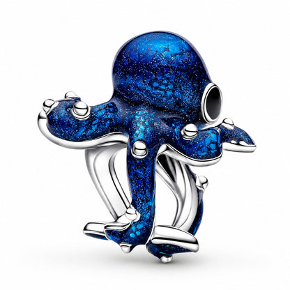 Silver Blue Octopus Charm  S925 Sterling Silver
