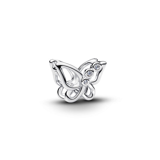 Silver Butterfly Openwork Charm S925 Sterling Silver