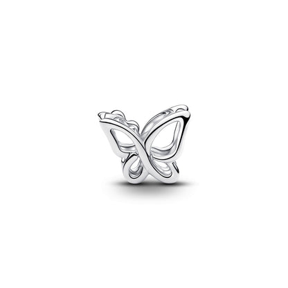 Silver Butterfly Openwork Charm  S925 Sterling Silver