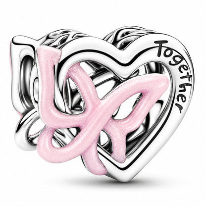 Silver Entwined Heart & Butterfly Charm S925 Sterling Silver
