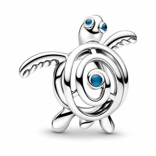 Silver Openwork Sea Turtle Charm  S925 Sterling Silver