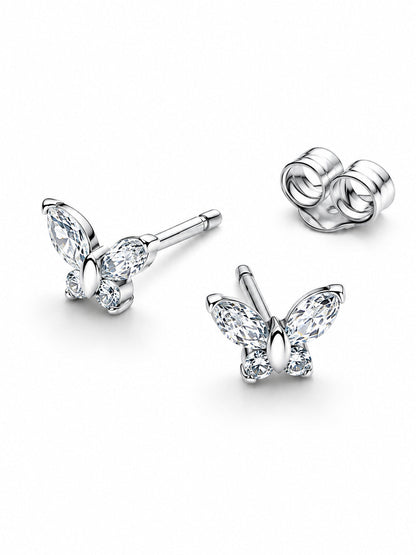 Sterling Silver Sparkling Butterfly Stud Earrings