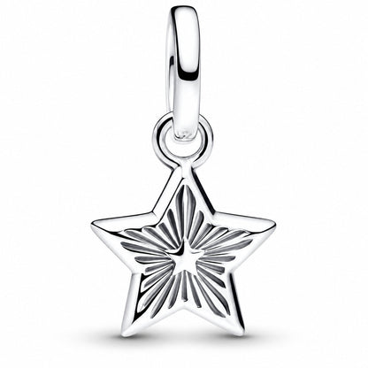 Silver & Blue Star Mini Dangle Charm  S925 Sterling Silver