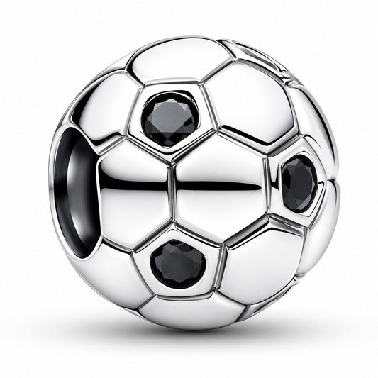 Silver & Crystal Football Charm  S925 Sterling Silver
