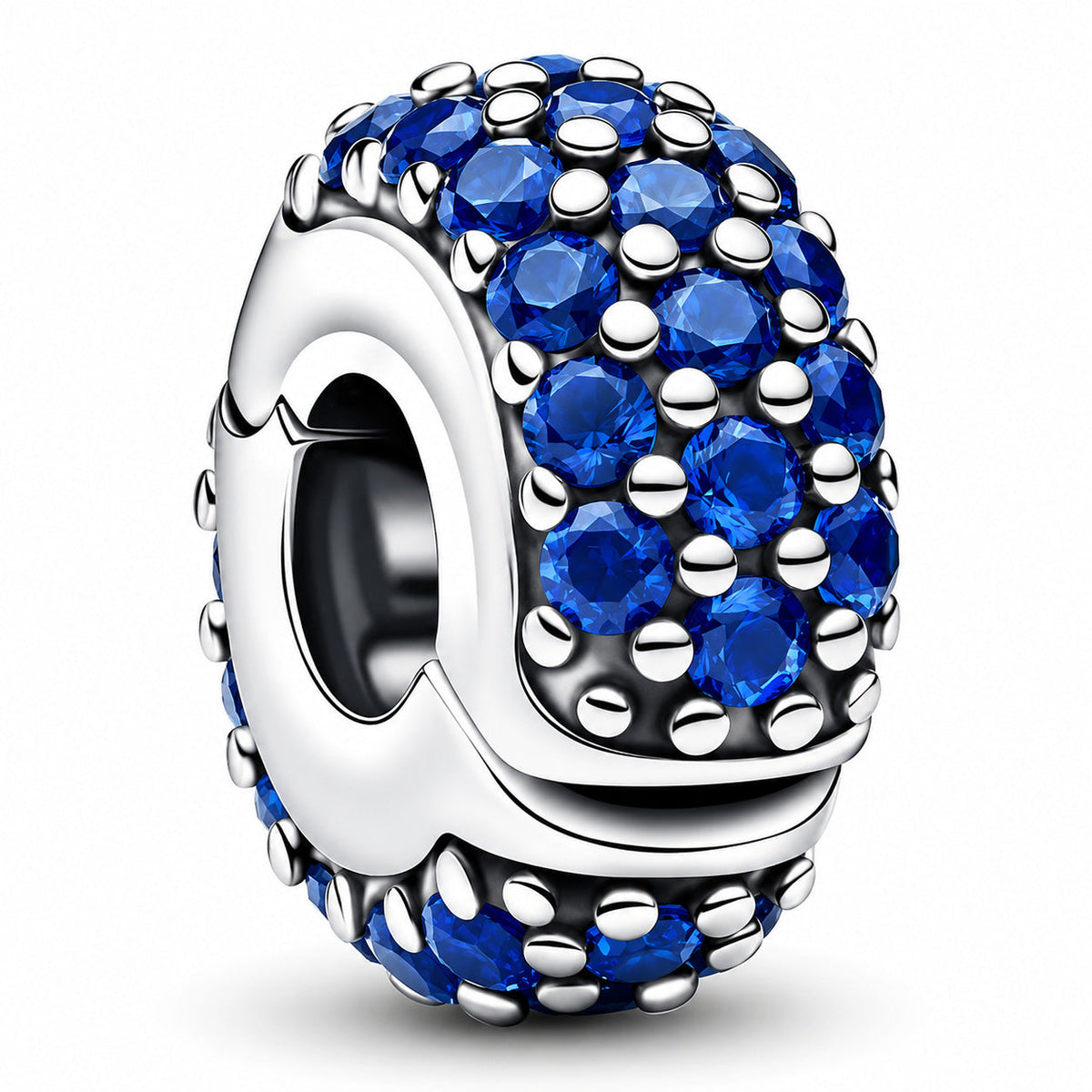 Silver & Royal Blue Stone Clip Charm  S925 Sterling Silver