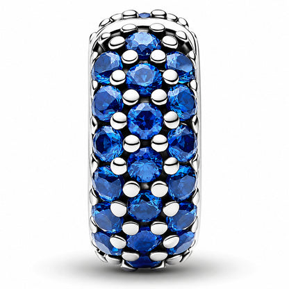 Silver & Royal Blue Stone Clip Charm  S925 Sterling Silver