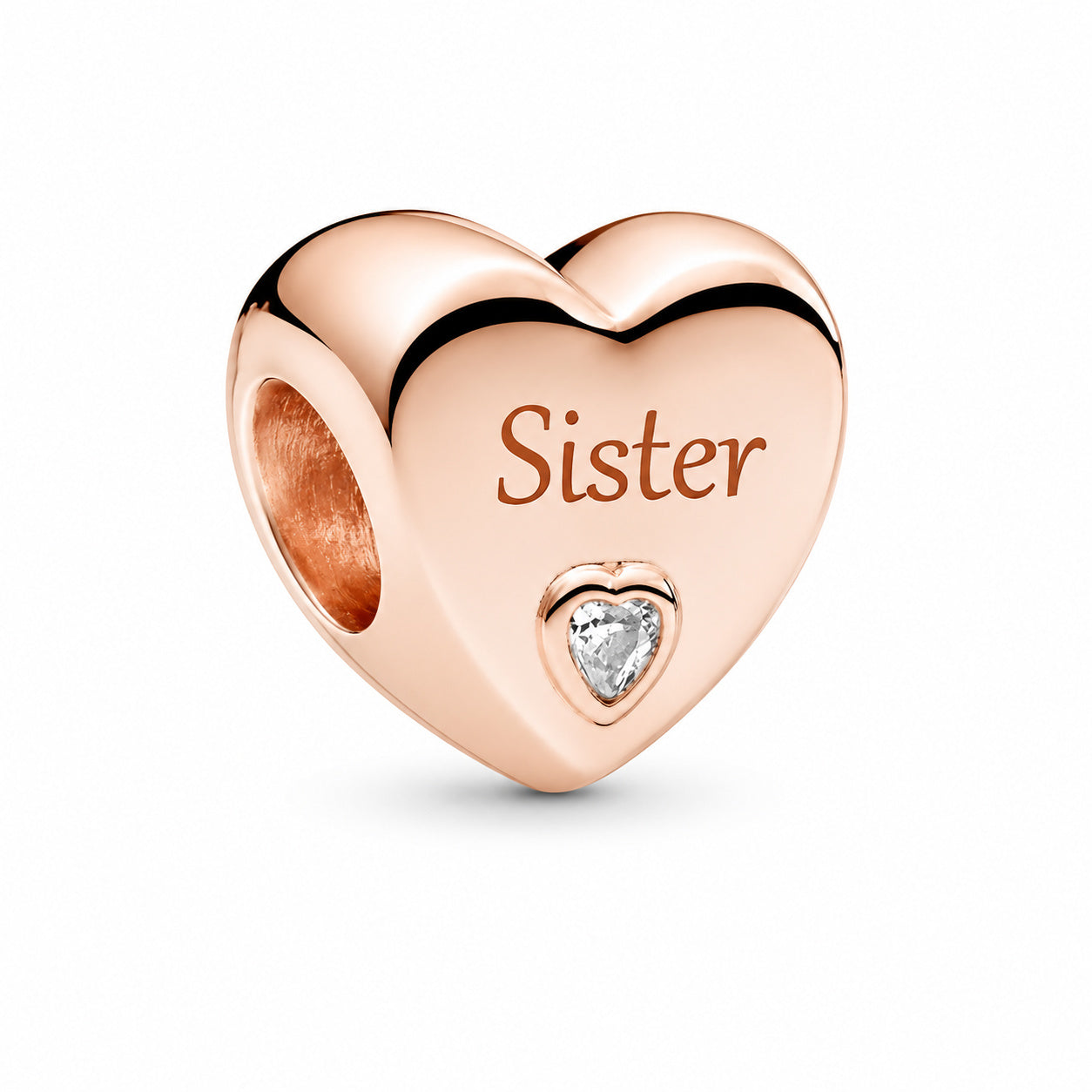 Sister Rose Gold Heart Charm S925 Sterling Silver