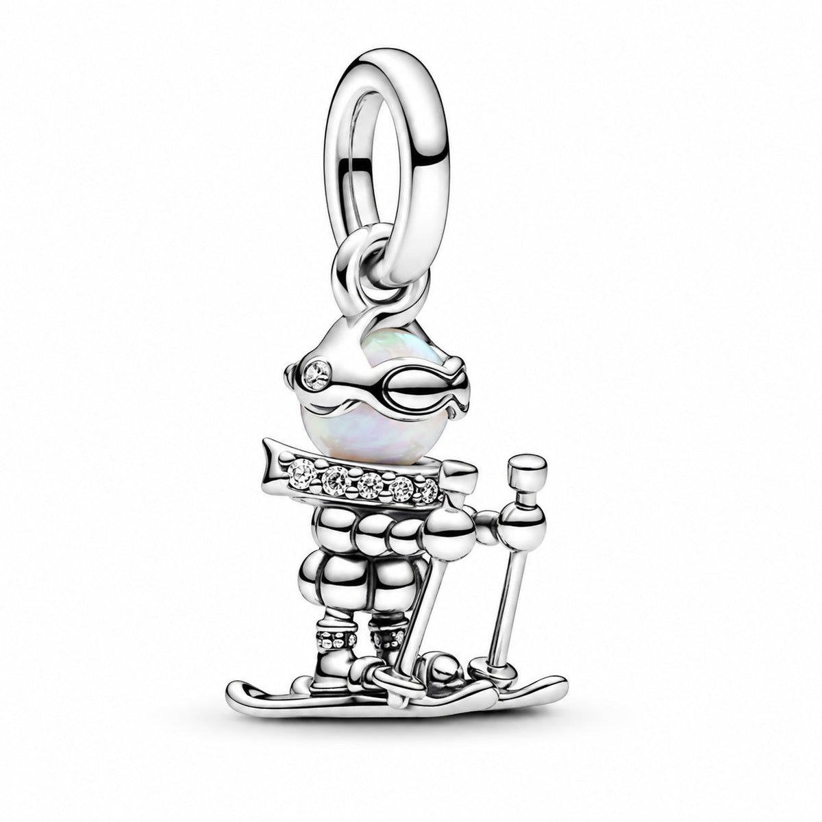 Skier Dangle Charm  S925 Sterling Silver