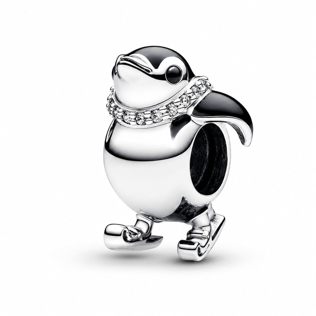 Skiing Penguin Charm  S925 Sterling Silver