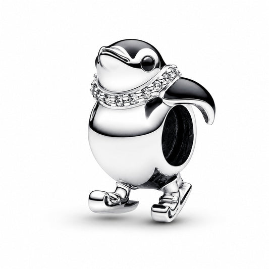 Skiing Penguin Charm  S925 Sterling Silver