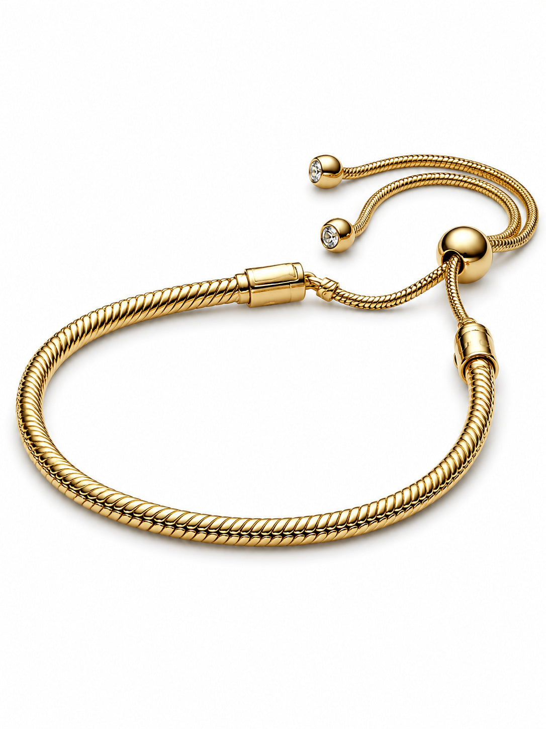 Gold Plated Moments Snake Chain Slider Bracelet S925 Sterling Silver