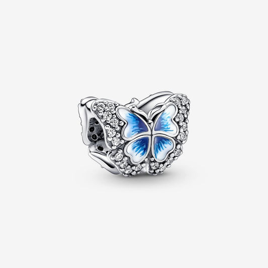 Silver Blue Sparkling Butterfly Charm S925 Sterling Silver