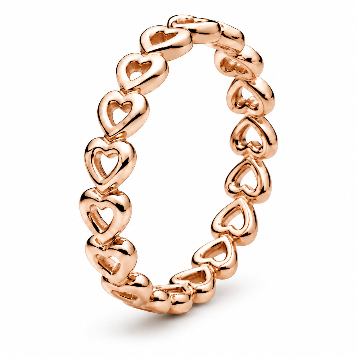Rose Gold Band of Hearts Ring S925 Sterling Silver